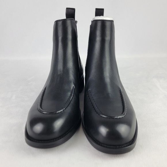 Black Leather Stitch Detail Chelsea Boots Women's Size 7 EU 38 Pull On Grunge - Picture 2 of 7